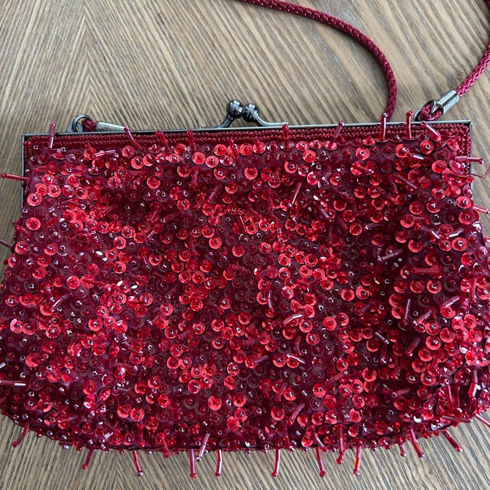 Red Sequin Clutch Bag